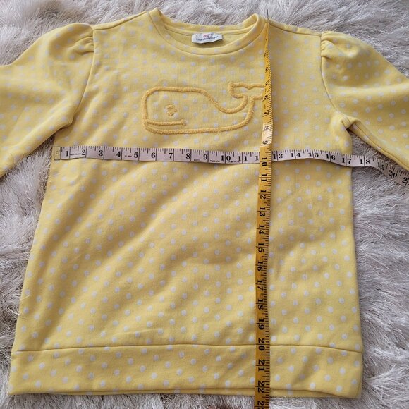 Vineyard Vines Girls Pullover Sweater Polka Dot Whale Yellow Sz M - Picture 4 of 8